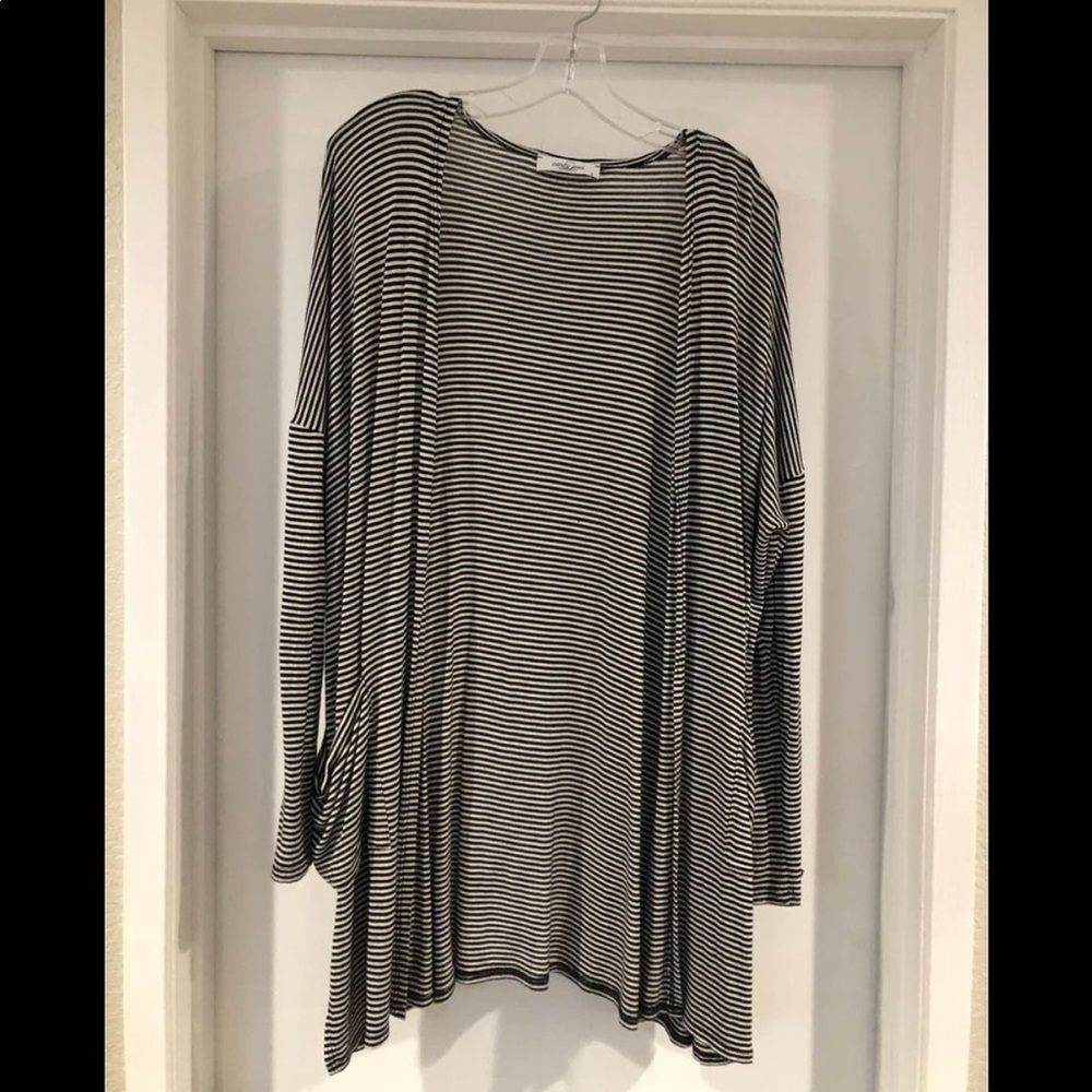 CJLA black-and-white striped jersey cardigan